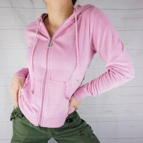 🍓Y2K PINK VELOUR BCBG TRACK SUIT HOODIE🍓 - Picture 3 of 4